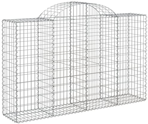 vidaXL Arched Gabion Baskets - Galvanised Iron Decorative and Sound-Insulating Garden Barriers - Set of 9-200x50x120/140 cm - Silver