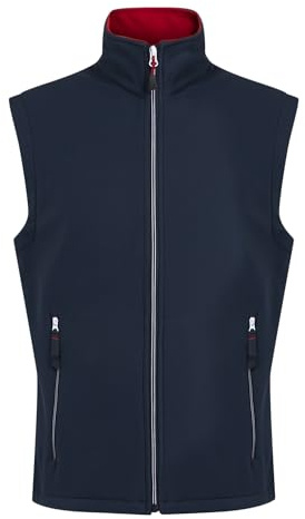 Regatta Professional Herr Ascender Softshell vattenavvisande västar och kroppsvärmare med fleecefoder – perfekt för utomhusbruk, promenader, vandring och camping, Marinblått/rött, M