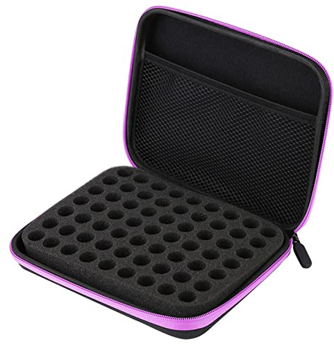 Trousse de voyage pour huiles essentielles, organisateur d'huiles essentielles, peut contenir 63 bouteilles (1 ml à 3 ml, convient également pour vernis à ongles), sac de rangement pour, lilas