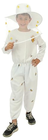 P'TIT CLOWN - Costume da apicoltore per bambini - Unisex - Tuta - Costume perfetto per compleanni, Carnevale, Cosplay, feste in costume ed eventi a tema - Bianco (5-6 anni)