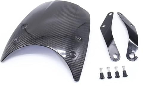 Ya Song Pare-Brise de Moto rétro en Fiber de Carbone véritable, déflecteur de Vent modifié, adapté aux phares Ronds 5-7''