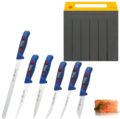 EIKASO Solingen Germany Fischmesser-Set 6-Teilig - Filiermesser Lachsmesser aus Molybdänstahl 1.4116, Messerset hergestellt in Solingen Germany für Profi und Privat - Fischmesser für Fischliebhaber
