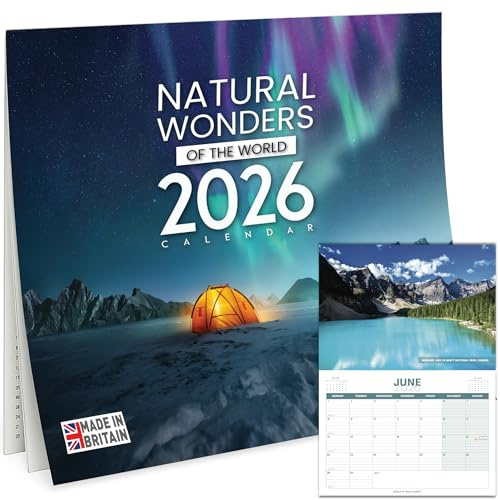 2026 Calendar UK – Wonders of the World Wall Calendar | Large A3 Month-to-View Organiser for Home or Office | Spacious Planner with UK Holidays, Gift & Essential Wall Calendar 2026