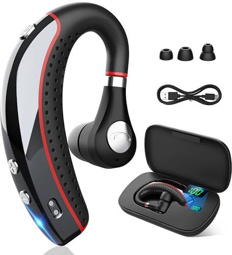 OPINAY Bluetooth-headset V5.3, Bluetooth-öronsnäcka med 72H samtalstid, handfria hörlurar bekväm passform, Bluetooth-hörlurar med mikrofon för iOS, Android-enheter, för lastbil/kontor