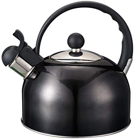 Bouilloire sifflante en acier inoxydable 2 L - Compatible induction/gaz/électrique, portable for le camping(Black)