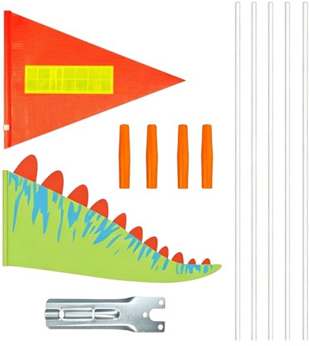 PAPAcroscoma Lot de 2 drapeaux de sécurité pour enfant avec support de fixation - Fanions de sécurité réglables - Pour remorque de vélo