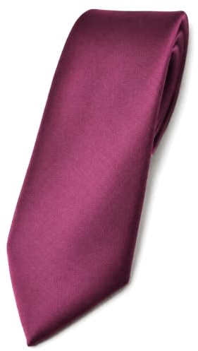 TigerTie schmale Satin-Krawatte lila magenta fuchsia einfarbig, 150 x 6 cm