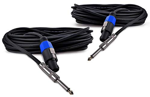 Lot de 2 Câbles Jack 6,35mm / Speakon mâle 10 m pour enceintes