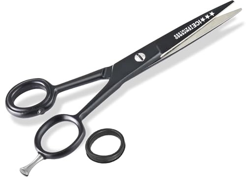 Premium Haarschere Schwarze Friseurschere mit Mikroverzahnung | Rostfreier Edelstahl Fingerauflage Fingerringe für angenehme und präzise Haarschnitte 5,5 Zoll Haar-Schere