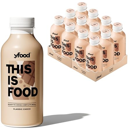 yfood Classic Choco, repas prêt à boire, THIS IS FOOD, substitut de repas, 30 g de protéines, 26 vitamines et minéraux (12 x 500 ml), goût chocolat