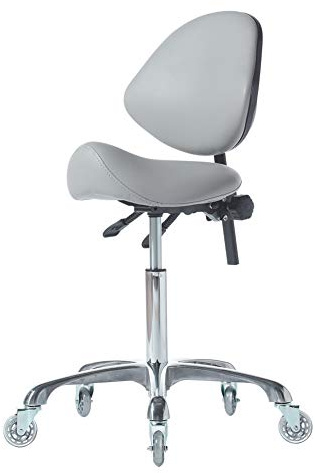 FRNIAMC - Adjustable Hydraulic Roller Saddle - Heavy Duty (450 lbs) - Beauty Salon, Massage, Clinic and Office - Grey