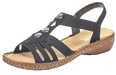 Rieker dam Fischer Sandal, 6 US, Svart, 38 EU