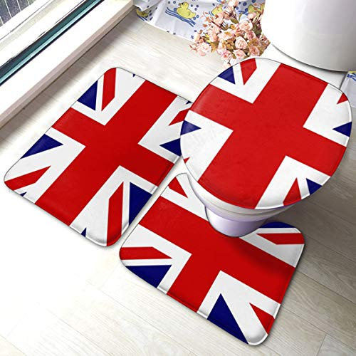 Britische Flagge Kissen Union Jack Design Badezimmer Matte Sets 3-teiliges Set Teppiche Memory Foam Matte Set passend zu Anti-Rutsch-Toilettensitzbezug Badematte Deckelbezug