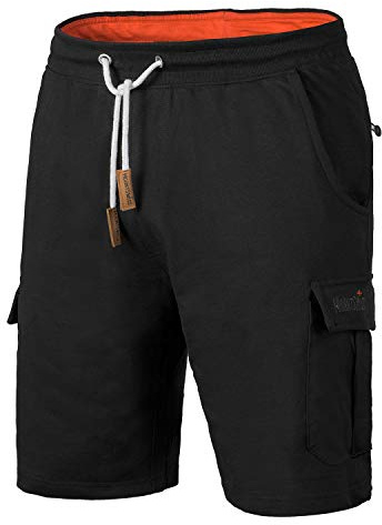 Mount Swiss - Herren Cargo Shorts mit 6 Taschen & Klett- BZW. Rei-Verschluss I Freizeit Hose I Gre 6XL, Schwarz