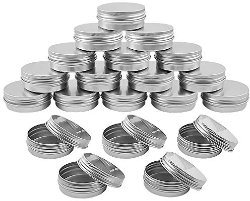 Lucywey 20 Pcs Aluminium Leer Döschen,30 ml Leere Dosen mit Schraubdeckel für lippenbalsam,Kosmetik,Lotion,Creme(Silber)