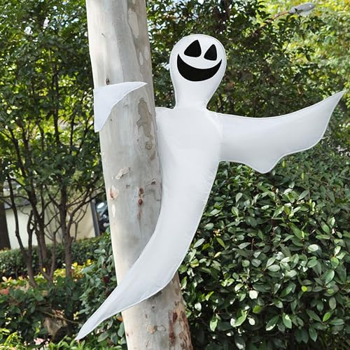 JOYIN Halloween-Gespenst als Baum-Deko, lächelndes Geister-Design, zur Dekoration im Freien, für Grünflächen, Partys