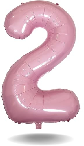 DIWULI Globo de Cumpleaños 2 Años XXL Rosa - Número 2