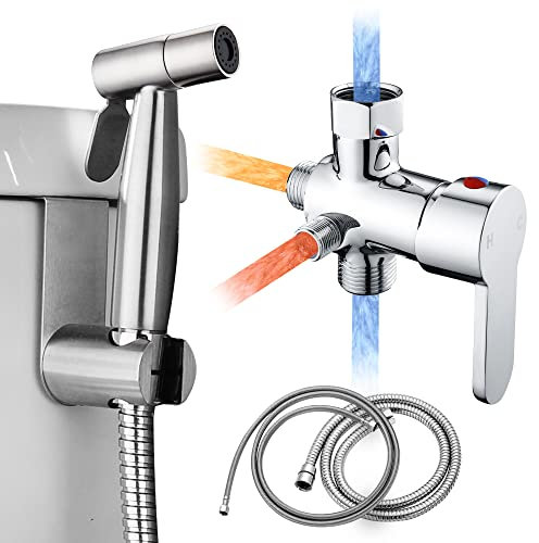 Handheld Bidet Sprayer for Toilet, Bidet Attachment for Warm Water, Hot and Cold Mixing Valve Kit, Hand Sprayer for Feminine Wash, Pet, Cloth, Diaper