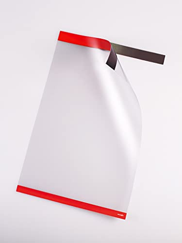 PosterFix A4 Vertical Posterhalter und Plakathalter mit abnehmbarem Kleberahmen und Magnetverschluss, Hüllen und Rahmen für Poster, Schilder, Wände und Schaufenster, 5 Stück (rot)