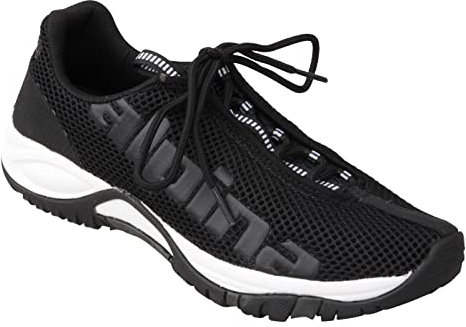 alpina Dam och herr utomhussko Charlie, trekking snörning i bekväm skobredd H, utbytbar fotbädd, storlek 36–48, sportig, bekväm, lätt, halkfri, yttermaterial syntetisk/mesh, svart, 43 EU Bred