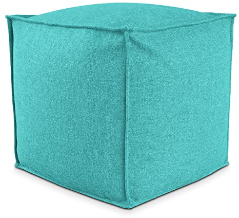 Deshome - Sitzhocker Sitzpouf Pouf 50x50x50 cm mit abnehmbarem Polster für Innen- und Außenbereich: Sitzpouf Design für Sofa, Wohnzimmer, Schlafzimmer, Sitzhocker, Light Pouf Türkisgrün