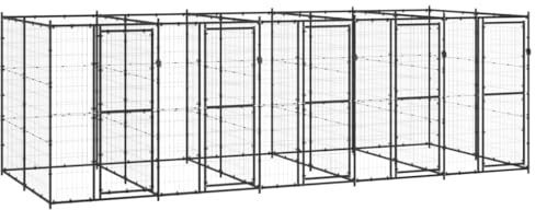 vidaXL Outdoor Hundezwinger Stahl 12,1m² Hundekäfig Hundehütte Hundehaus