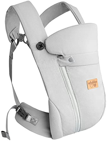 vrbabies Baby Carrier from Newborn, Ice Silk Baby Sling with Adjustable Belt & 3D Breathable Mesh, Face-in and Face-Out Front and Back Carry for Newborns and Older Babies 4-15kg(Light Grey)