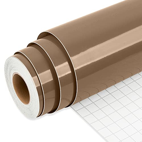IModeur Glänzend braun Vinylfolie Plotter - 30,5 x 762,5 cm braun Plotterfolie Vinyl für selbstklebendes Vinyl für DIY-Geschenke, Geburtstagsfeier