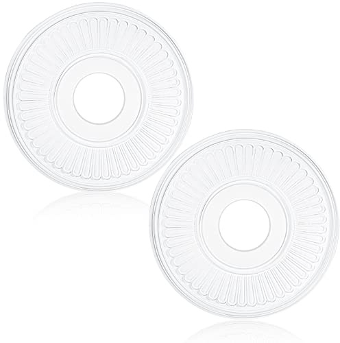 Liliful 2 Pieces PU Ceiling Medallion for Light Fixtures White Ceiling Light Decorative Fan Medallion Lighting Ceiling Ring Covers 13OD x 3.5ID Molded Round Ceiling Medallions for Chandeliers Home