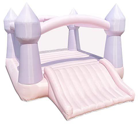 Bounceland Party Castle DayDreamer Cotton Candy Bounce House, 16.4 ft L x 13.1 ft W x 9.3 ft H, Basketball Hoop, UL Blower included, Trendy Pastel Color, Fun Slide & Bounce Area, Castle Theme for Kids