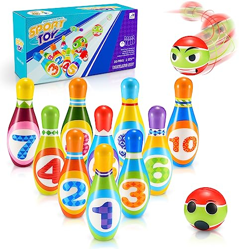 Adeokay Birilli Bowling Set Giochi da Esterno Bambini 2-9 Anni, Regalo Giocattoli Montessori da Giardino