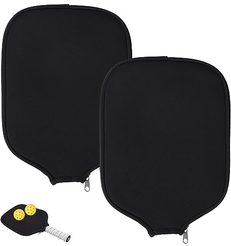 KINBOM 2 Stück Pickleball Schlägerhülle, Universell 22 x 31cm Neopren-Paddel-Abdeckung, Paddel Aufbewahrungstasche für die Meisten USAPA-Standards und Verlängerten Pickball-Paddel (Schwarz)