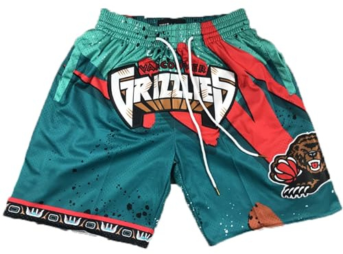 MCQOmcil Herren NBA Grizzlies Basketball-Shorts, hochelastische, atmungsaktive Sporthose (Color : A, Size : M)
