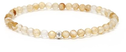 BERGERLIN Naturstein Perlenarmband Damen Herren, facettiert 4mm, Silber | Feines Naturstein Armband Damen 4mm facettiert: 925 Silber, echte Heilsteine – vom deutschen Prüflabor bestätigt.
