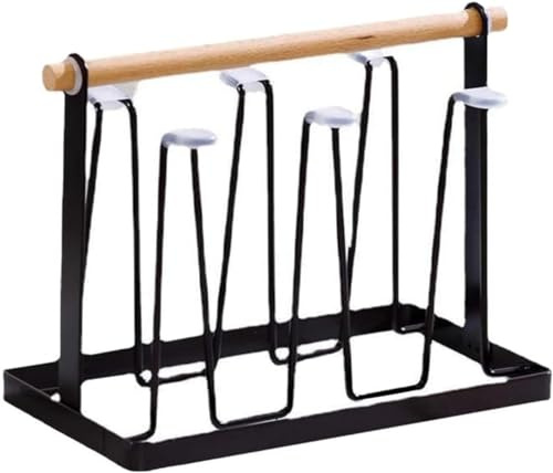 YUNXIASW 6 Cups Mug Glasses Cup Drying Rack Glass Holder Glass Drying Rack | Black Powder Coated Steel for Kitchen, Living Room