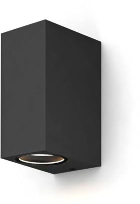 CALEX Bergamo Wandleuchte, für Außen & Innen, 2x GU10 Fassung, Rechteck, Up & Downlight, wasserdicht, ohne Leuchtmittel, Schwarz