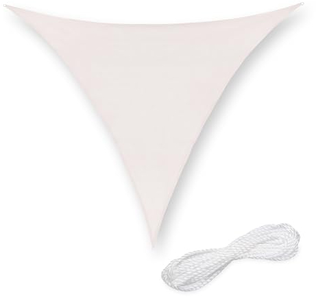 Relaxdays 2x2x2 m Tenda a Vela Parasole, Tessuto HDPE Anti-UV, Corde di Supporto, Ombra Balcone, Giardino, Bianco, Acciaio Inox