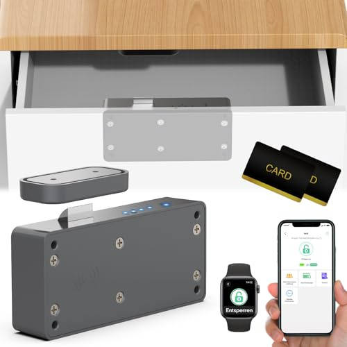 Eseesmart Schrankschloss RFID Elektronisch Schubladenschloss Keine Schlüssel Bluetooth App Kindersicherung Schrank Verstecktes Schlösser Grau