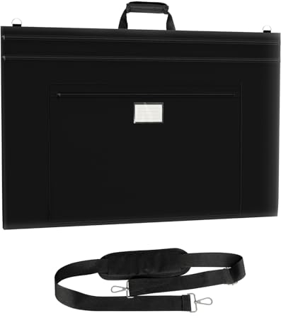 Mordx 66 x 94.5cm-Aufbewahrungstasche für Zeichenbrett mit Griff,Transporttasche für Zeichenplatte, Schwarze Kunsttasche für Künstlerbedarf, Bücher und Ordner, mit Schultergurt- Schwarz