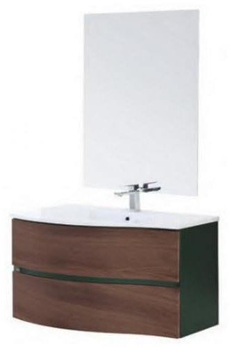 Bagno Italia Mobile bagno sospeso 90 cm ad onda lavabo specchio in 2 colori