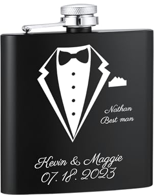 OTXIXTO Petaca de Licor Personalizada para Hombre Frasco de Whisky de Acero Inoxidable de 1 Piezas de 6oz con Embudo de 1 Piezas Petaca Negro Personalizada con Grabada Patrón para Papá Novio Regalo