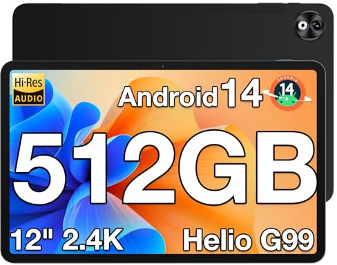 DOOGEE T40PRO Android 14 Tablet 12 Zoll Helio G99 Tablets PC, 20GB RAM 512GB ROM(2TB TF) Drawing Tablets LTE,10800mAh Akku, 2.4K Display Gaming Tablet 16MP+8MP 4G Dual SIM/5G WiFi/TÜV/GPS
