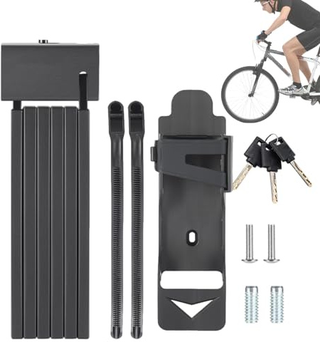 Cerradura plegable, cerradura plegable,Cerradura segura con soporte de montaje y 3 llaves - antirrobo para equipos exteriores, scooter, valla, puerta