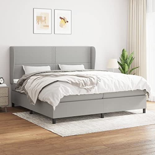 Juroupi Boxspringbett mit Matratze Hellgrau 200x200 cm Bett Boxspringbett Bett Mit Matratze Schlafzimmer MöBel Betten Stoff - 3127909