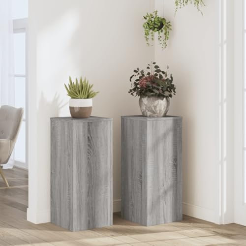 Homgoday Soporte para plantas, 2 unidades, soporte para flores, columna decorativa para plantas, taburete para flores, mesa para flores, soporte para macetas, mesa para pedidos, gris Sonoma, 30 x 30 x