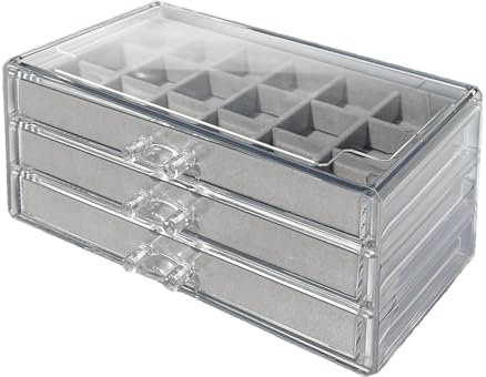 Edelstein-Vitrine, Rock-Vitrine | Kristall-Aufbewahrungs- und Reiseetui mit 54 Steckplätzen,3-lagige visuelle Acryl-Edelstein-Vitrine für Steine, Muscheln, Miniaturen, Abschluss-Souvenirs und Schmucks