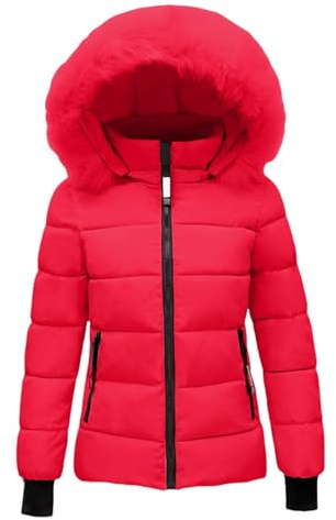 Puffer Jacke Damen Winter Leichte Steppjacke Winterjacke Damen Mit Fellkapuze Kurz Pufferjacke Gesteppter Dicke Warme Daunenjacke Winddichter Mantel Outdoor Jacken