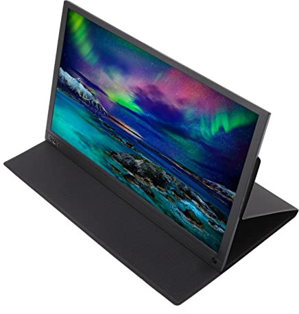 SUNGOOYUE Portable Monitor 15.6in 4K HDR Gaming Monitor with Speakers Leather Case for Laptop PC Phone (Black)