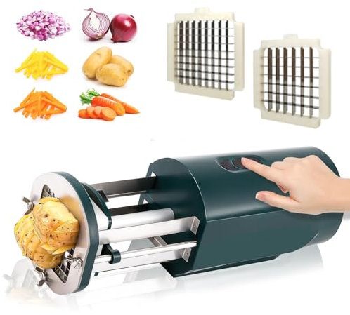 Elektrischer Pommes-Frites-Schneider, automatischer Kartoffelschneider mit 1/2 und 3/8 Zoll Klinge, gewerblicher und privater Kartoffelschneider, Gemüseschneider, for Kartoffel, Karotte, Apfel