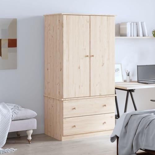 Xichuzi Kleiderschrank ALTA 90x55x170 cm Massivholz Kiefer, Schlafzimmerschrank, Kleiderschränke, Garderobenschrank, Ordnungssystem Kleiderschrank, Haushaltsschrank - 353929